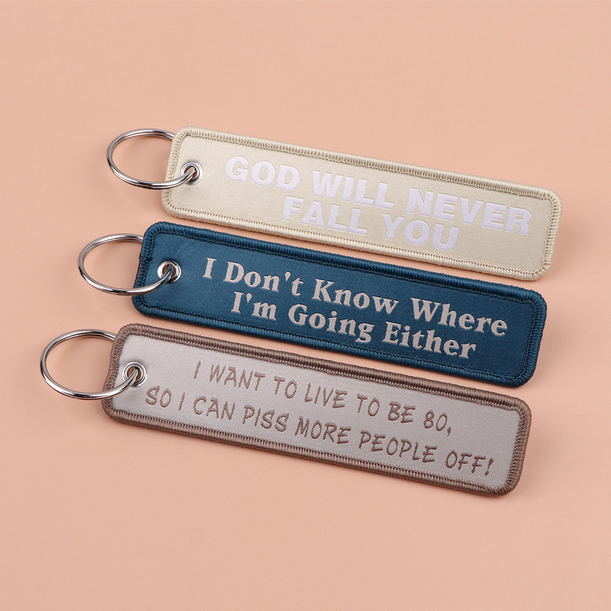 Men Accessories Ring - Vintage Quote Embroidered Keychain Funny I