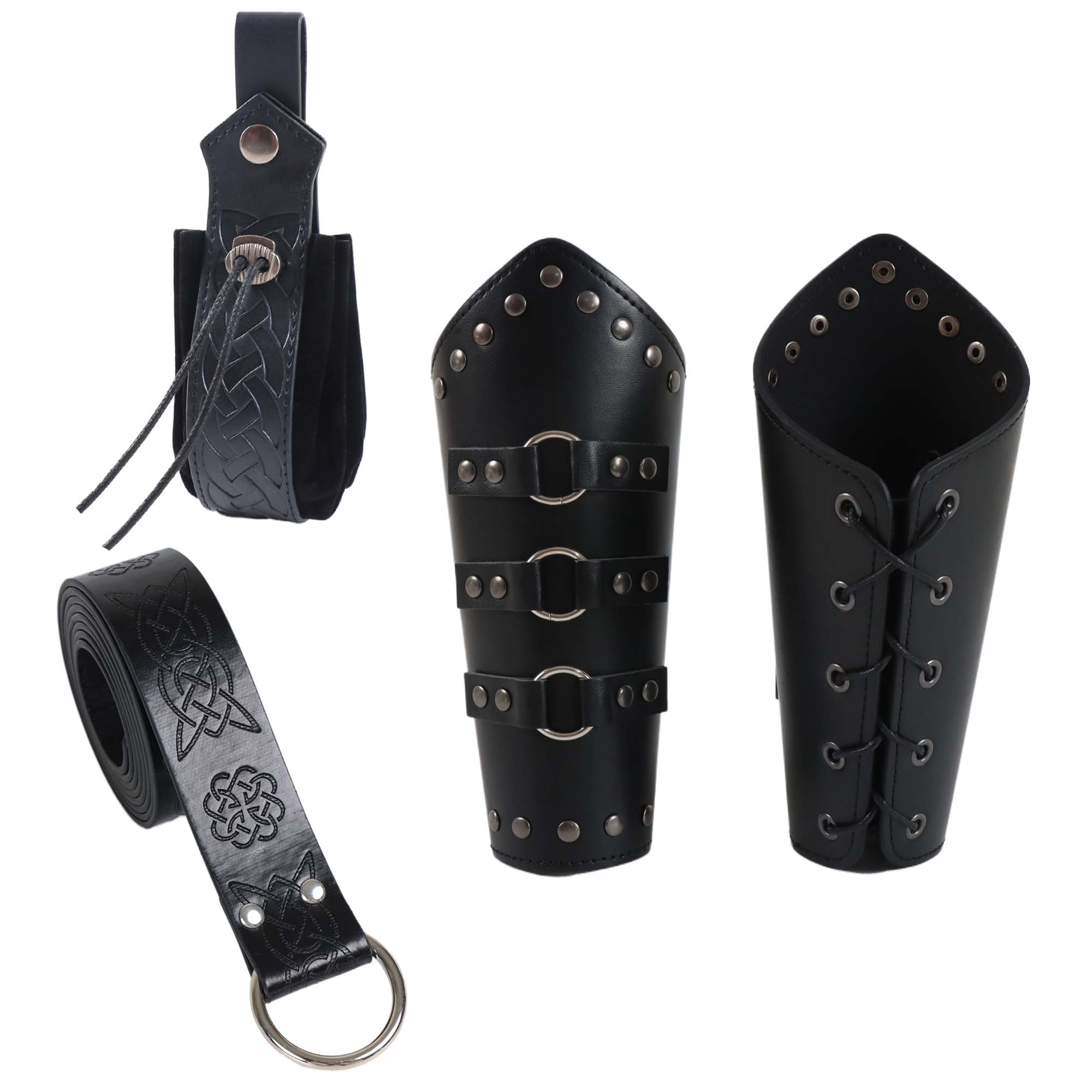 Men'S Viking Accessories - Men Arm Armor PU Leather Medieval
