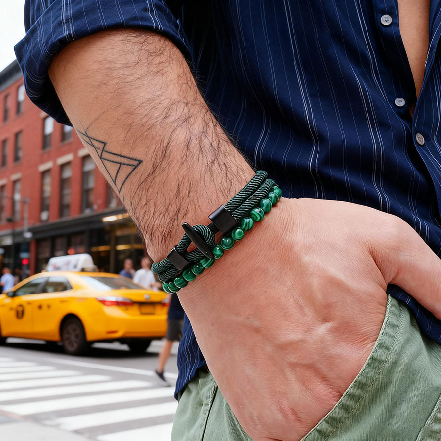 Men Accessories Unique - Unique Anchor 2Pcs Man Bracelet Set