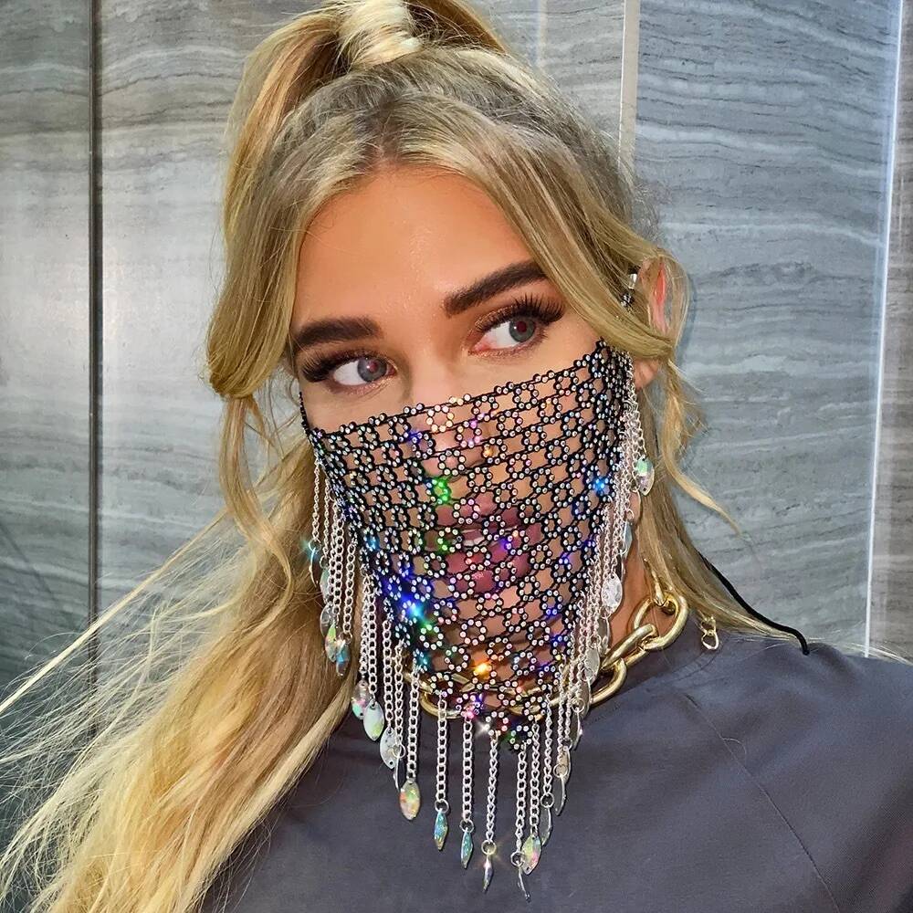 Men'S Accessories Chain - Women New Tassel Veil Masks Headwear